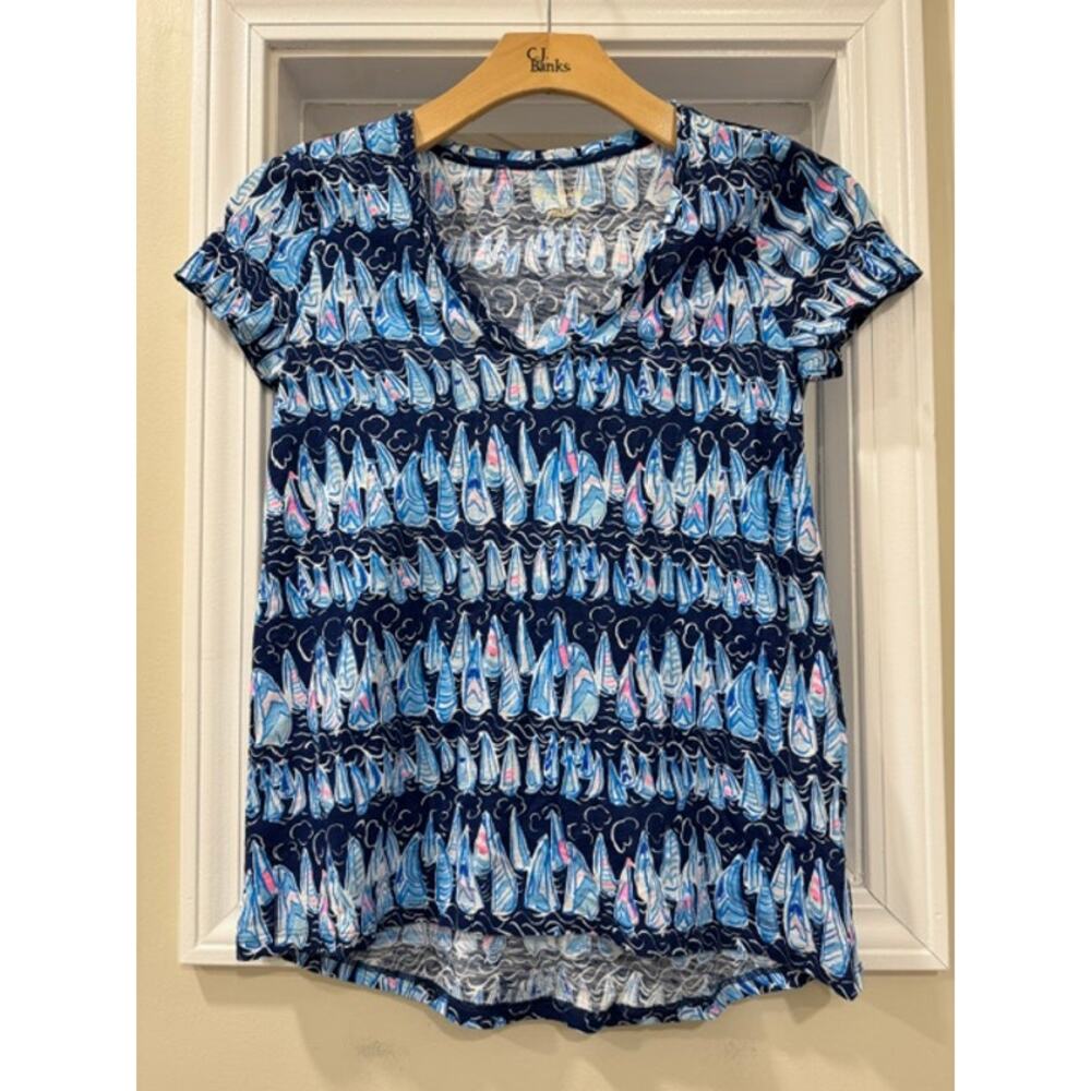 Lilly Pulitzer Low Tide Navy Sails and Stripes Shirt